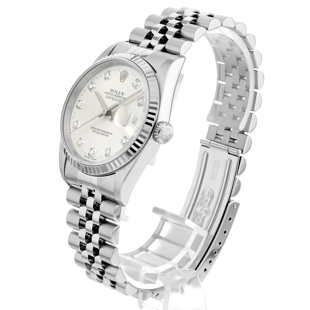 ROLEX DATEJUST DIAMOND SILVER P WATCH - 2