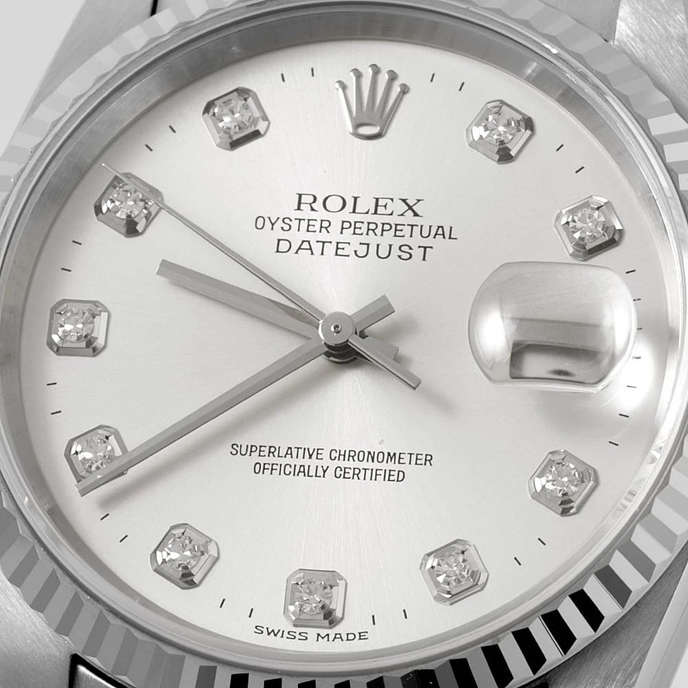 ROLEX DATEJUST DIAMOND SILVER P WATCH - 4
