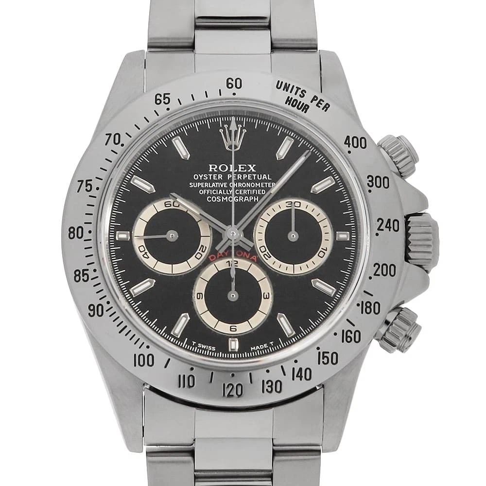 ROLEX COSMOGRAPH DAYTONA BLACK ALL TRITIUM WATCH: ROLEX Cosmograph Daytona black all tritium Watch Brand: ROLEX Type: Wrist watch Material: Band Material Stainless Steel, Case Material Stainless Steel Color: Dial Color Black Size: Band Size