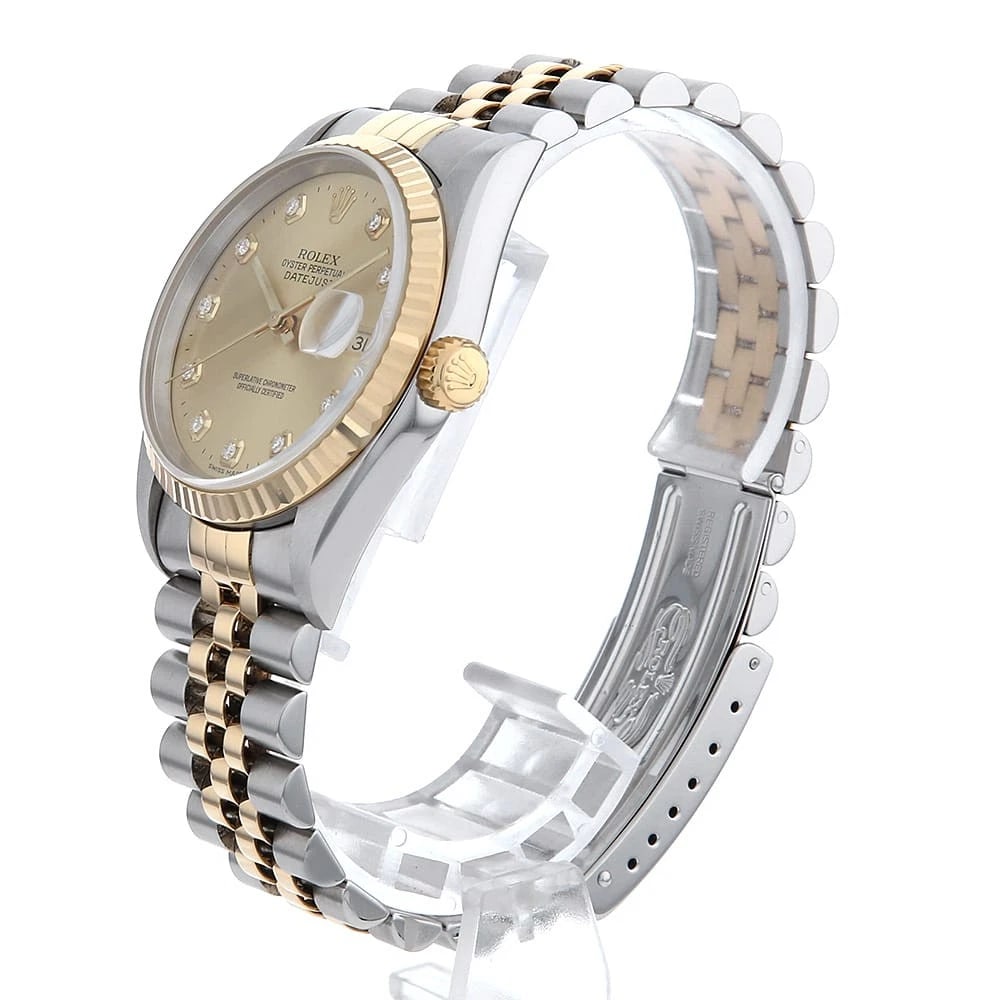 ROLEX DATEJUST DIAMOND CHAMPAGNE SECOND WATCH - 2