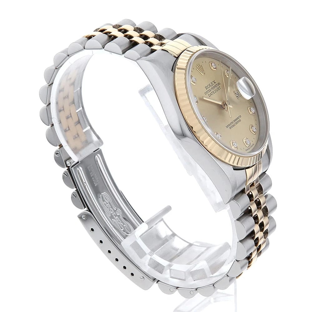 ROLEX DATEJUST DIAMOND CHAMPAGNE SECOND WATCH - 3