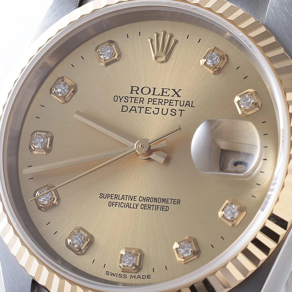 ROLEX DATEJUST DIAMOND CHAMPAGNE SECOND WATCH - 4