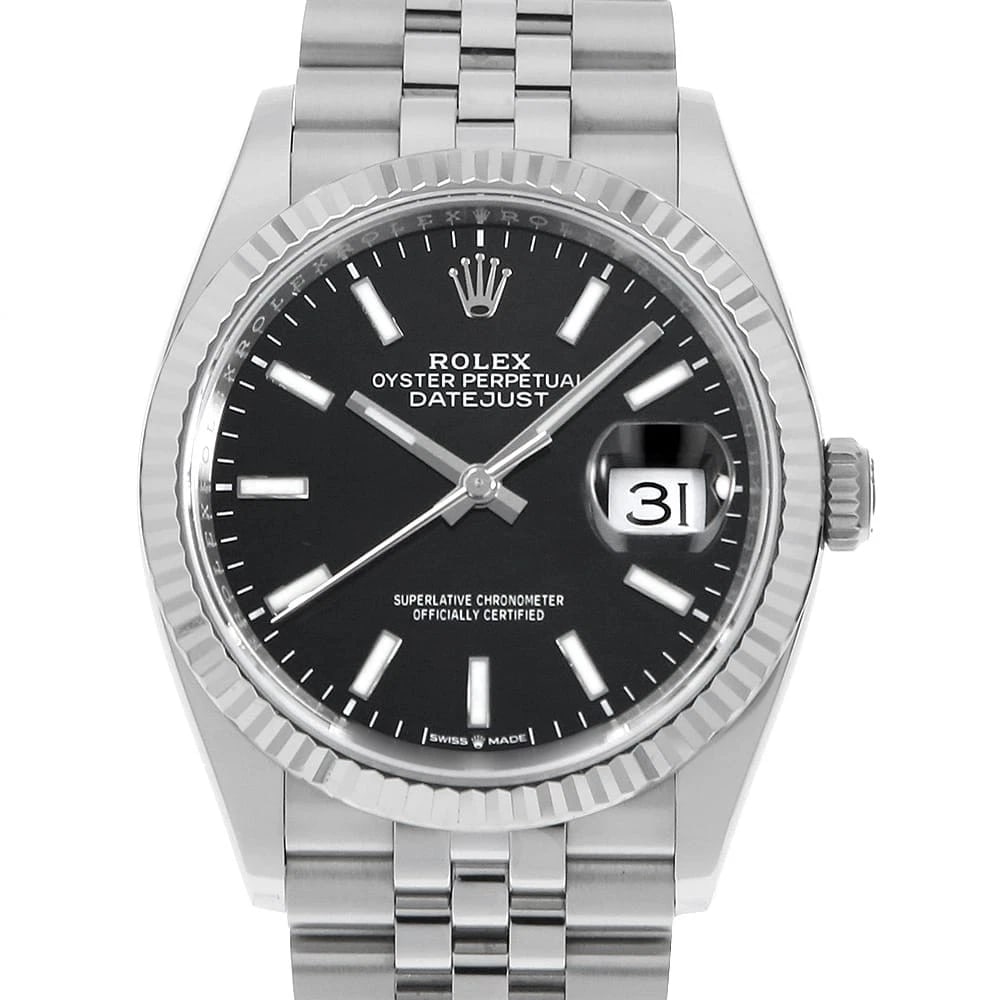 ROLEX DATEJUST BLACK ROWS JUBILEE BRACELET SECOND WATCH: ROLEX DATEJUST black Rows Jubilee Bracelet second Watch Brand: ROLEX Type: Wrist watch Material: Band Material Stainless Steel, Case Material Stainless Steel/White gold Color: Dial Color Black 