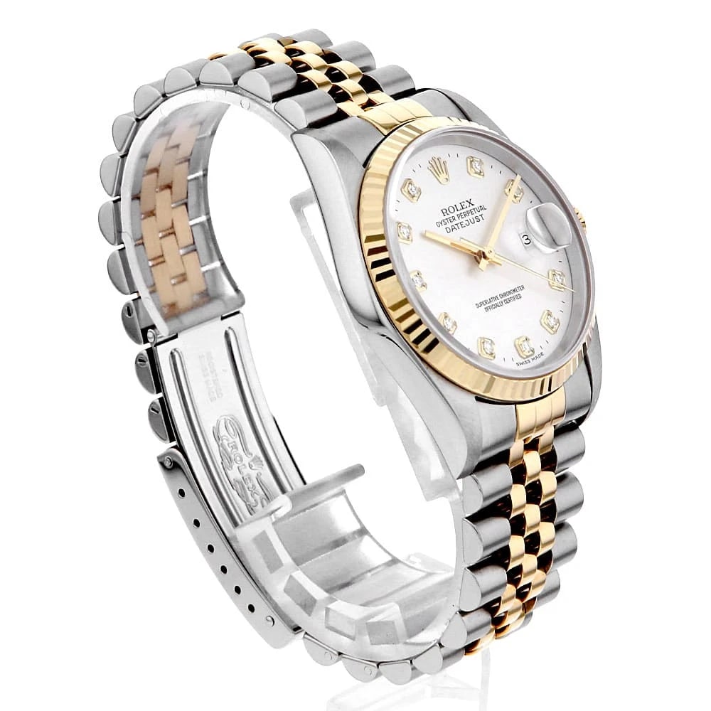 ROLEX DATEJUST DIAMOND SILVER WATCH - 3