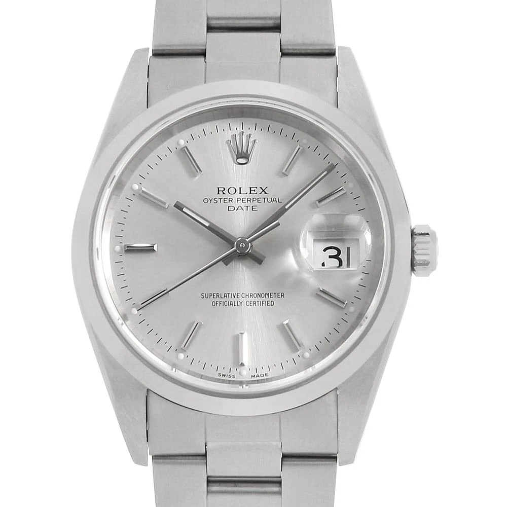 ROLEX OYSTER PERPETUAL SILVER WATCH: ROLEX Oyster Perpetual Silver Watch Brand: ROLEX Type: Wrist watch Material: Band Material Stainless Steel, Case Material Stainless Steel Color: Dial Color Silver Size: Band Size 18cm