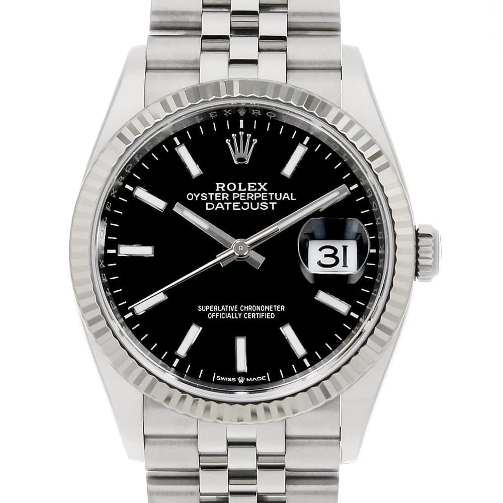 ROLEX DATEJUST BLACK JUBILEE BRACELET SECOND WATCH: ROLEX DATEJUST black Jubilee Bracelet second Watch Brand: ROLEX Type: Wrist watch Material: Band Material Stainless Steel, Case Material Stainless Steel/White gold Color: Dial Color Black Size: Ba