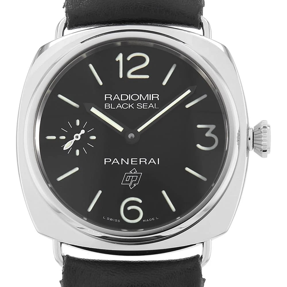 PANERAI RADIOMIR BLACK WATCH: PANERAI Radiomir black Watch Brand: PANERAI Type: Wrist watch Material: Band Material Calfskin, Case Material Stainless Steel Color: Dial Color Black Size: Band Size NONE, Case Size Case:W45mm