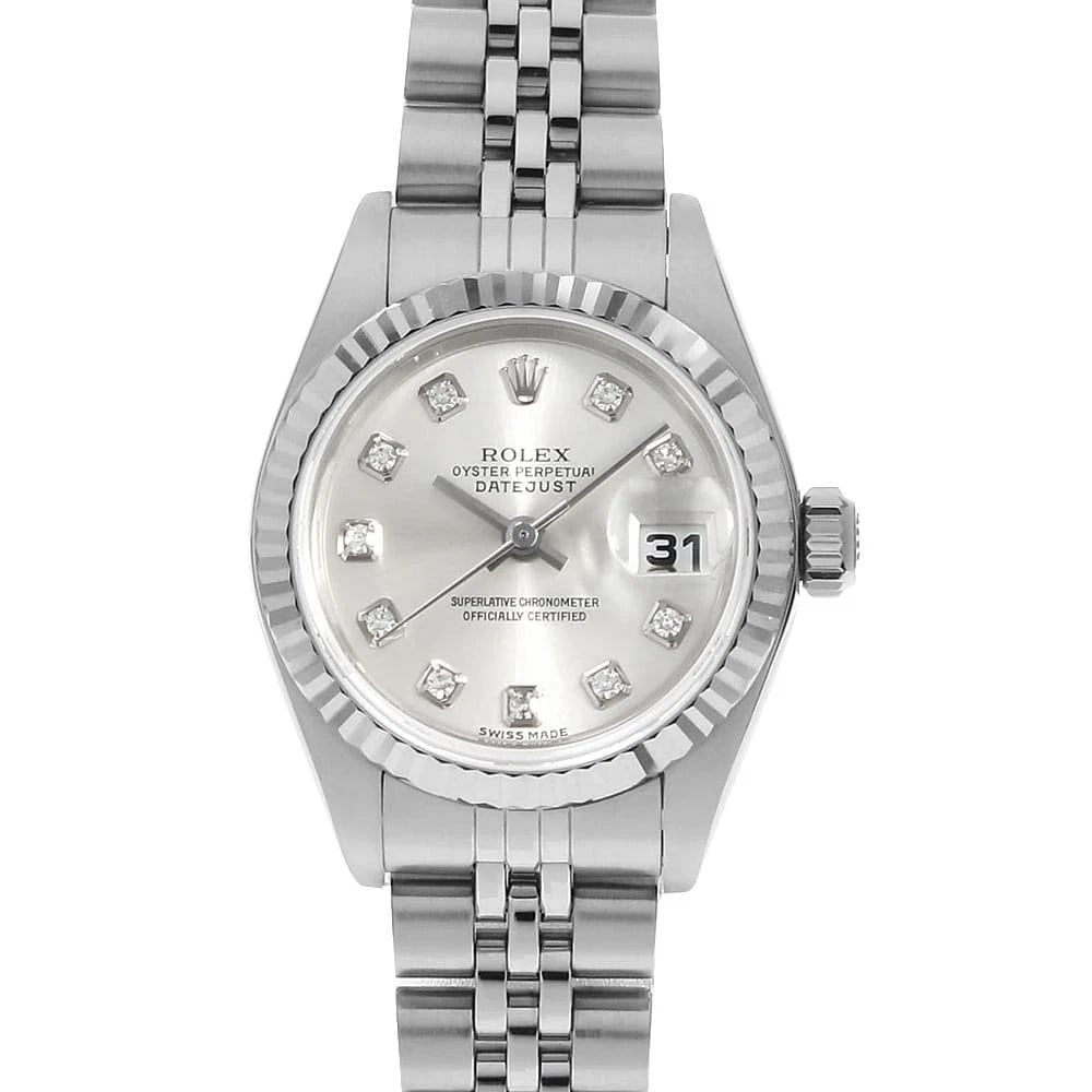 ROLEX DATEJUST DIAMOND SILVER WATCH: ROLEX Datejust Diamond Silver Watch Brand: ROLEX Type: Wrist watch Material: Band Material Stainless Steel, Case Material Stainless Steel/White gold Color: Dial Color Silver Size: Band Size 16.5cm