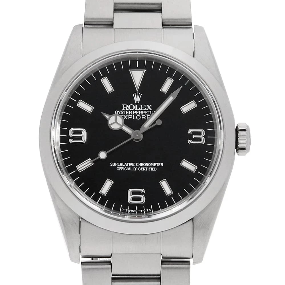 ROLEX EXPLORER BLACK ALL TRITIUM SINGLE BUCKLE WATCH: ROLEX Explorer black All tritium single buckle Watch Brand: ROLEX Type: Wrist watch Material: Band Material Stainless Steel, Case Material Stainless Steel Color: Dial Color Black Size: Band