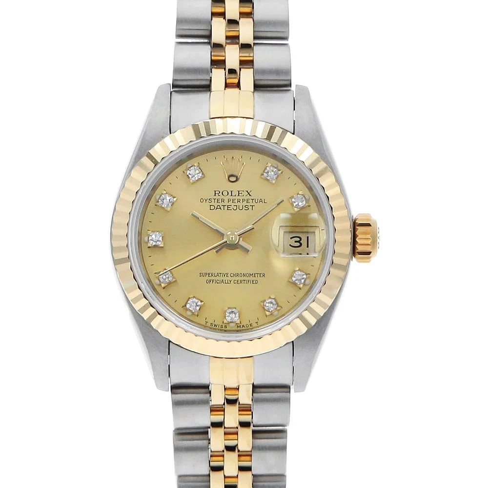 ROLEX DATEJUST DIAMOND CHAMPAGNE WATCH: ROLEX Datejust Diamond Champagne Watch Brand: ROLEX Type: Wrist watch Material: Band Material Stainless Steel/Yellow Gold, Case Material Stainless Steel/Yellow Gold Color: Dial Color Champagne