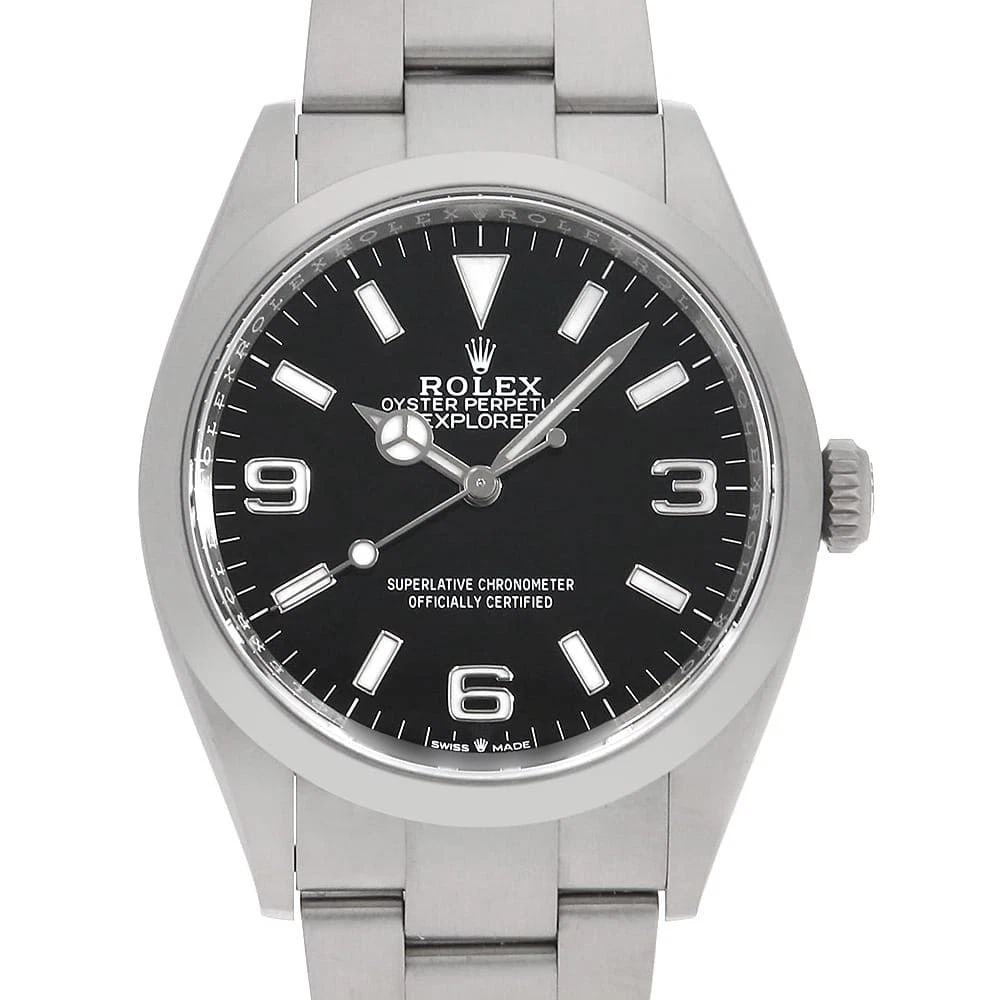 ROLEX EXPLORER BLACK WATCH: ROLEX Explorer black Watch Brand: ROLEX Type: Wrist watch Material: Band Material Stainless Steel, Case Material Stainless Steel Color: Dial Color Black Size: Band Size 17.5cm (6.9inch), Case