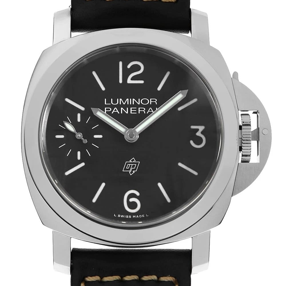 PANERAI LUMINOR LOGO WATCH: PANERAI Luminor logo Watch Brand: PANERAI Type: Wrist watch Material: Band Material Calfskin, Case Material Stainless Steel Color: Dial Color Black Size: Band Size NONE, Case Size Case:W44mm 