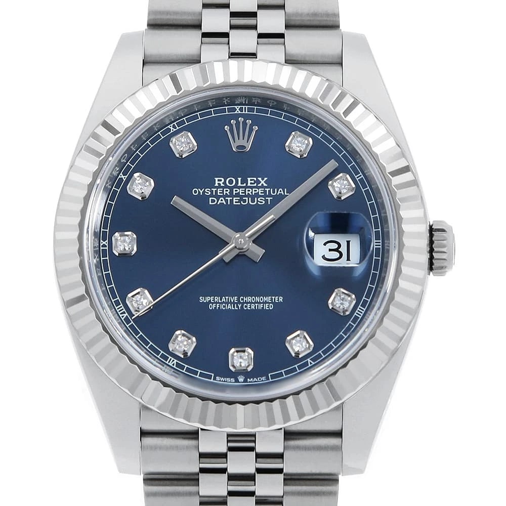ROLEX DATEJUST DIAMOND BLUE ROW JUBILEE BRACELET WATCH: ROLEX Datejust diamond blue row jubilee bracelet Watch Brand: ROLEX Type: Wrist watch Material: Band Material Stainless Steel, Case Material Stainless Steel/White gold Color: Dial Color Blue Size: