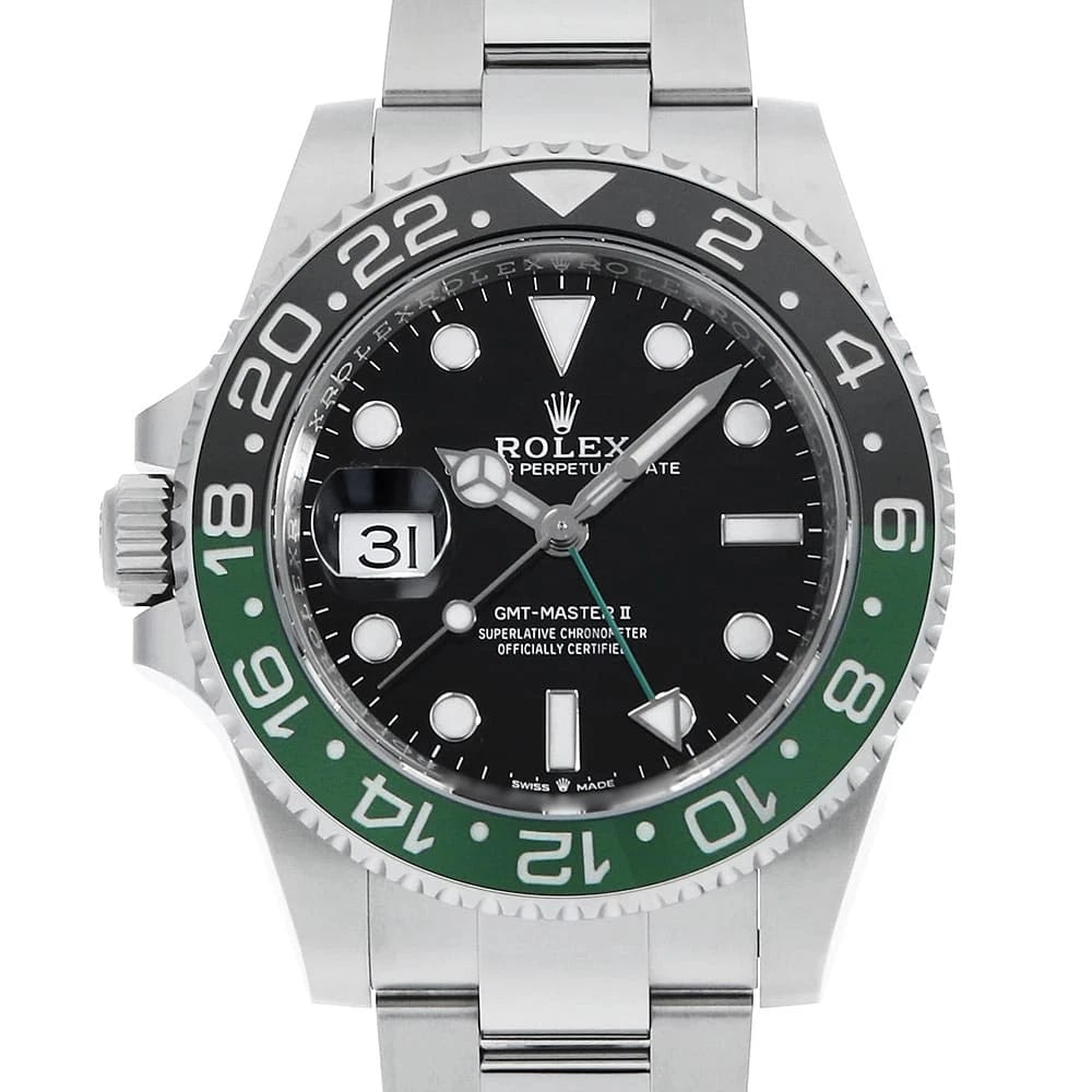ROLEX GMT MASTER BLACK ROW OYSTER BRACELET WATCH: ROLEX GMT Master black row oyster bracelet Watch Brand: ROLEX Type: Wrist watch Material: Band Material Stainless Steel, Case Material Stainless Steel Color: Dial Color Black Size: Band Size 19.5c