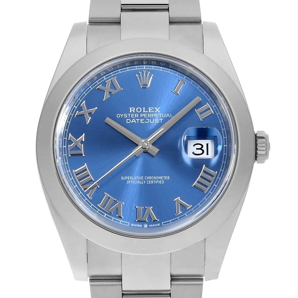 ROLEX DATEJUST BLUE ROMAN ROW OYSTER BRACELET SECOND WATCH (1 of 7)