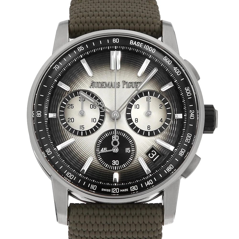 AUDEMARS PIGUET AUDEMARS PIGUET CHRONOGRAPH WATCH: AUDEMARS PIGUET Audemars Piguet Chronograph Watch Brand: AUDEMARS PIGUET Type: Wrist watch Material: Band Material rubber, Case Material Stainless Steel/ceramic Color: Dial Color Smoke Beige 
