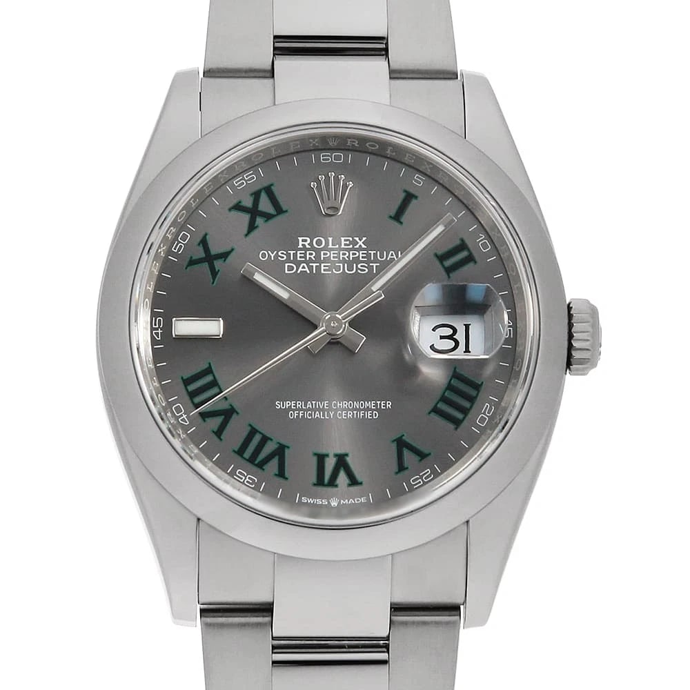 ROLEX DATEJUST SLATE GREEN ROMA OYSTER BRACELET WATCH (1 of 8)
