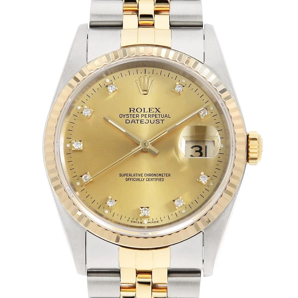ROLEX DATEJUST DIAMOND CHAMPAGNE WATCH (1 of 8)