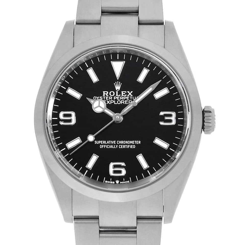 ROLEX EXPLORER BLACK WATCH: ROLEX Explorer black Watch Brand: ROLEX Type: Wrist watch Material: Band Material Stainless Steel, Case Material Stainless Steel Color: Dial Color Black Size: Band Size 18.5cm (7.3inch), Case Size