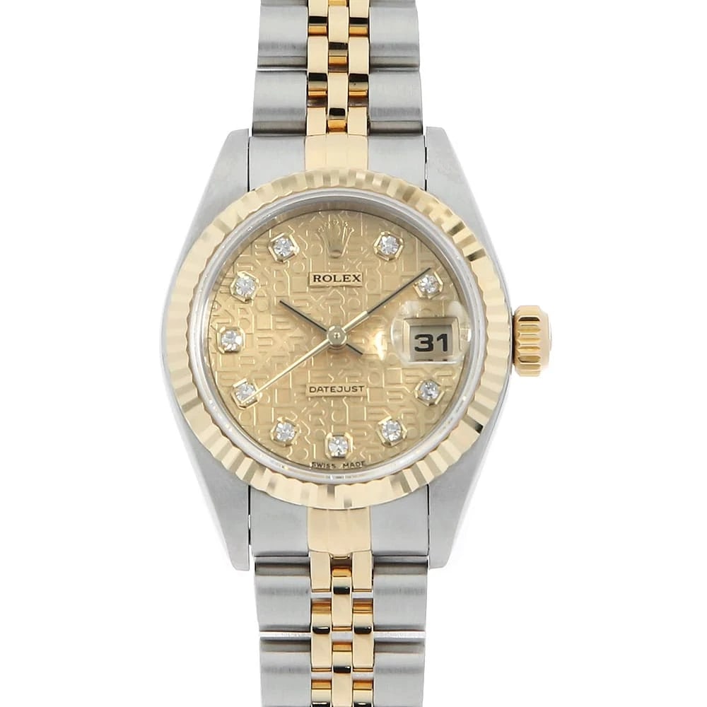 ROLEX DATEJUST DIAMOND CHAMPAGNE CARVING NUMBER SECOND WATCH: ROLEX Datejust Diamond Champagne Carving Number second Watch Brand: ROLEX Type: Wrist watch Material: Band Material Stainless Steel/Yellow Gold, Case Material Stainless Steel/Yellow Gold Color: