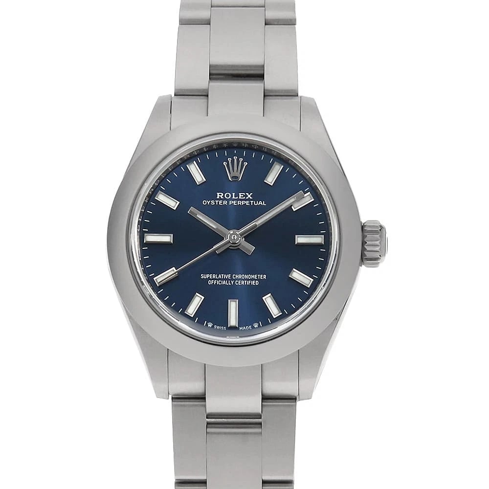 ROLEX OYSTER PERPETUAL BLUE WATCH: ROLEX oyster perpetual blue Watch Brand: ROLEX Type: Wrist watch Material: Band Material Stainless Steel, Case Material Stainless Steel Color: Dial Color Blue Size: Band Size 16cm (6.3inch),