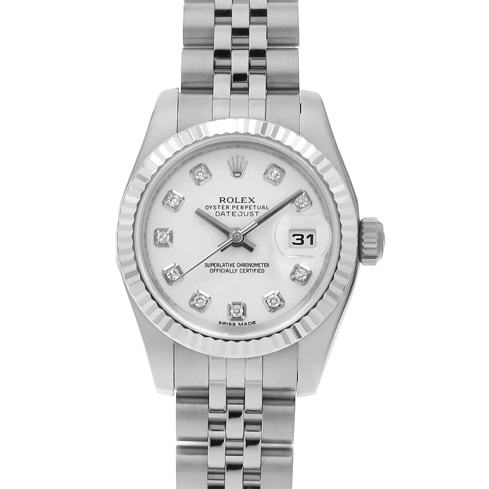 ROLEX DATEJUST DIAMOND WHITE WATCH: ROLEX Datejust Diamond white Watch Brand: ROLEX Type: Wrist watch Material: Band Material Stainless Steel, Case Material Stainless Steel/White gold Color: Dial Color White Size: Band Size 16cm