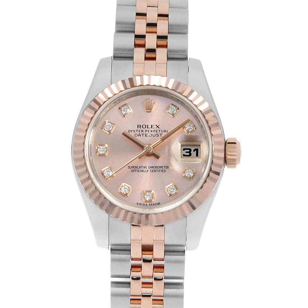 ROLEX DATEJUST DIAMOND PINK ROW JUBILEE BRACELET WATCH: ROLEX Datejust Diamond pink row jubilee bracelet Watch Brand: ROLEX Type: Wrist watch Material: Band Material Stainless Steel/Everose Gold, Case Material Stainless Steel/Everose Gold Color: