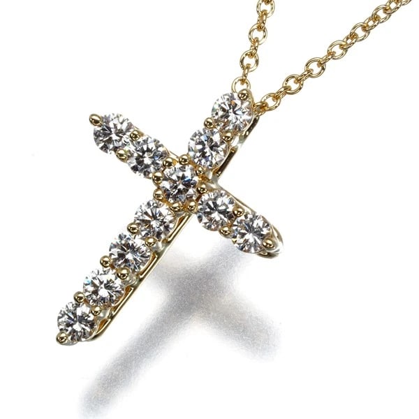 TIFFANY&CO. NECKLACE DIAMOND SMALL CROSS: Tiffany&Co. Necklace Diamond Small Cross Brand: Tiffany & Co. Type: Necklace Material: 18K / 750 / Yellow Gold Main Stone/Creation Natural Color: None Size: Necklace length: 40cm Pendant size: 18.