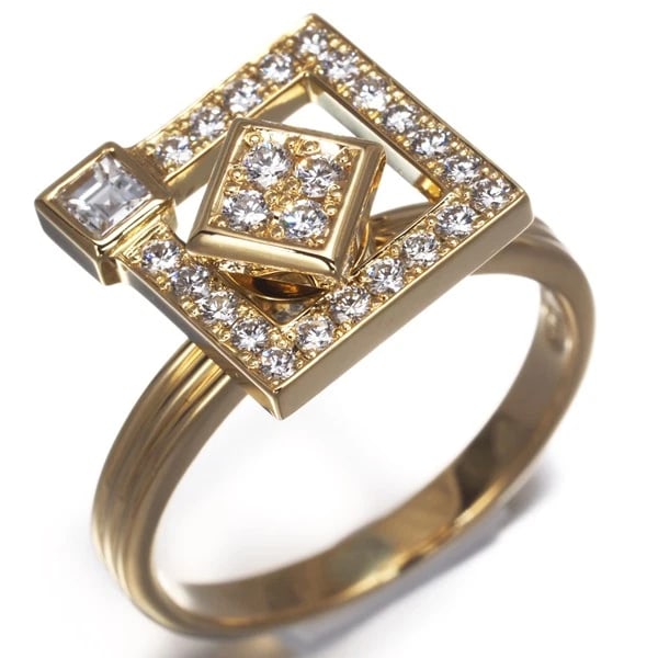 WALTHAM RING DIAMOND SWING SQUARE - 3