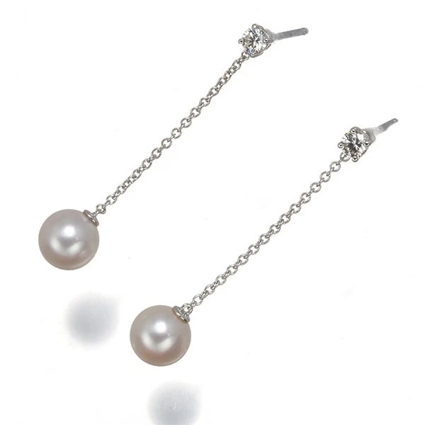 TIFFANY&CO. EARRINGS PEARL DIAMOND 18K 750 WHITE GOLD: Tiffany&Co. Earrings Pearl Diamond 18K 750 White Gold Brand: Tiffany & Co. Type: Earrings Material: 18K / 750 / White Gold Color: None Size: Earring total length: 35.0mm Accessories: None