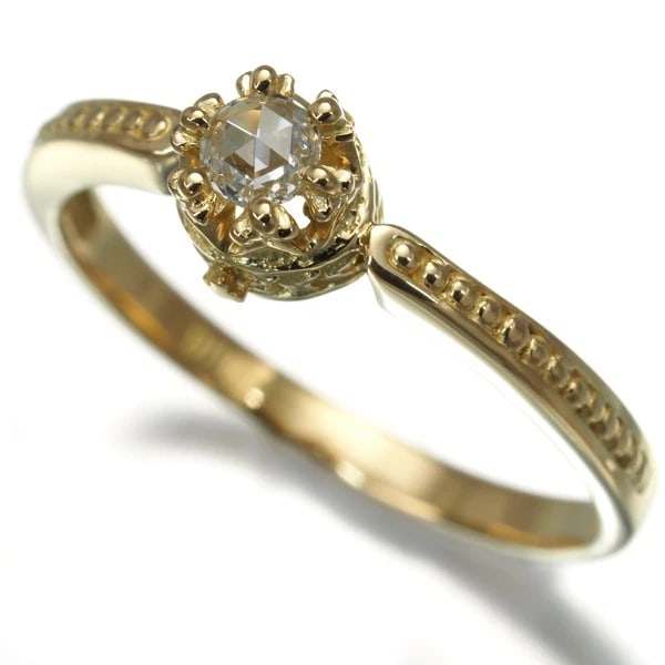 AHKAH RING ROSE-CUT DIAMOND ROSE PROMISE: AHKAH Ring Rose-cut Diamond Rose Promise Brand: AHKAH Type: Ring Material: 18K / 750 / Yellow Gold Main Stone/Creation Natural Color: None Size: US 5 Accessories: None Accessories Notice: