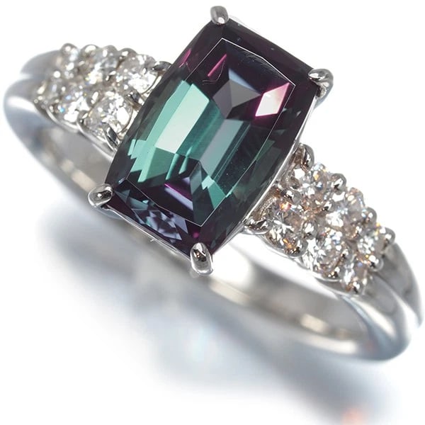 CRESCENT VERT RING LAB-CREATED ALEXANDRITE DIAMOND - 2