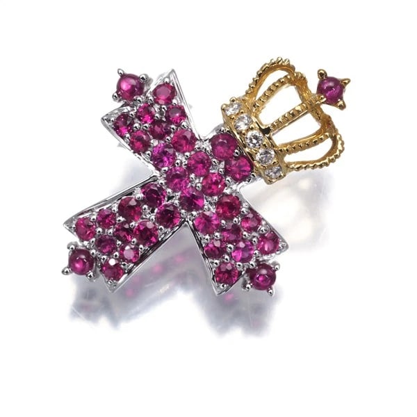 KASAHARA MASUMI PENDANT RUBY DIAMOND CROWN CROSS: KASAHARA MASUMI Pendant Ruby Diamond Crown Cross Brand: KASAHARA MASUMI Type: Pendant Material: 18K / 750 / Yellow Gold 18K / 750 / White Gold Main Stone/Creation Natural Color: None Size: