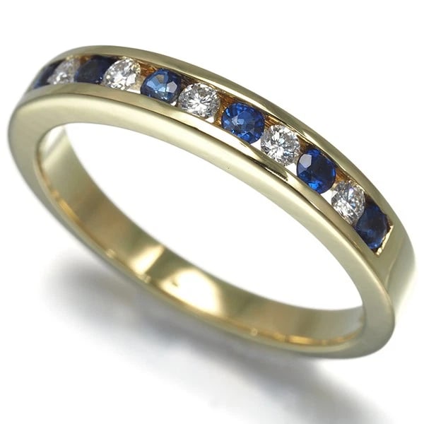 TIFFANY&CO. RING SAPPHIRE DIAMOND CHANNEL SET: Tiffany&Co. Ring Sapphire Diamond Channel Set Brand: Tiffany & Co. Type: Ring Material: 18K / 750 / Yellow Gold Main Stone/Creation Natural Color: None Size: US 7 Accessories: None