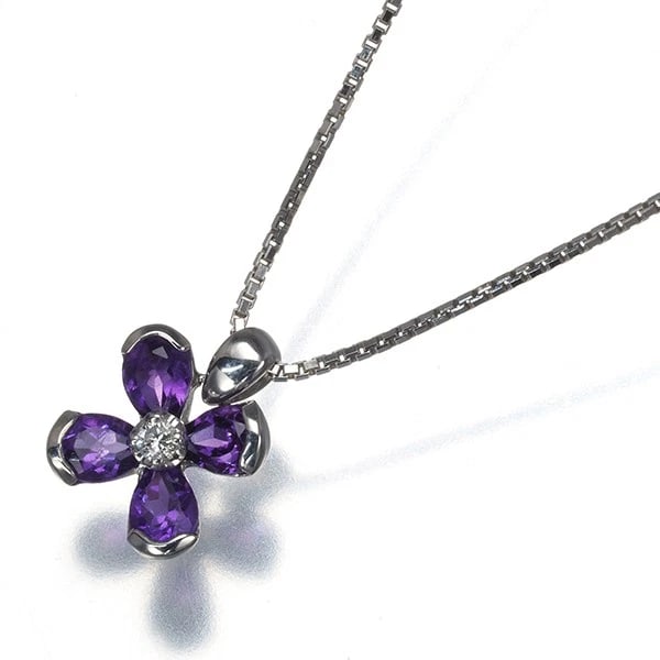 VENDOME NECKLACE AMETHYST DIAMOND FLOWER (1 of 2)