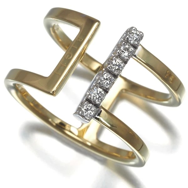 BIGLI RING DIAMOND BICOLOR 18K 750 YELLOW WHITE GOLD (1 of 2)