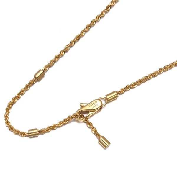 FRED CHAIN NECKLACE FORCE 10 TWIST 18K 750 YELLOW GOLD: FRED Chain Necklace Force 10 Twist 18K 750 Yellow Gold Brand: FRED Type: Necklace Material: 18K / 750 / Yellow Gold Main Stone/Creation Natural Color: None Size: Necklace length: 45 / 47 / 50cm Ne