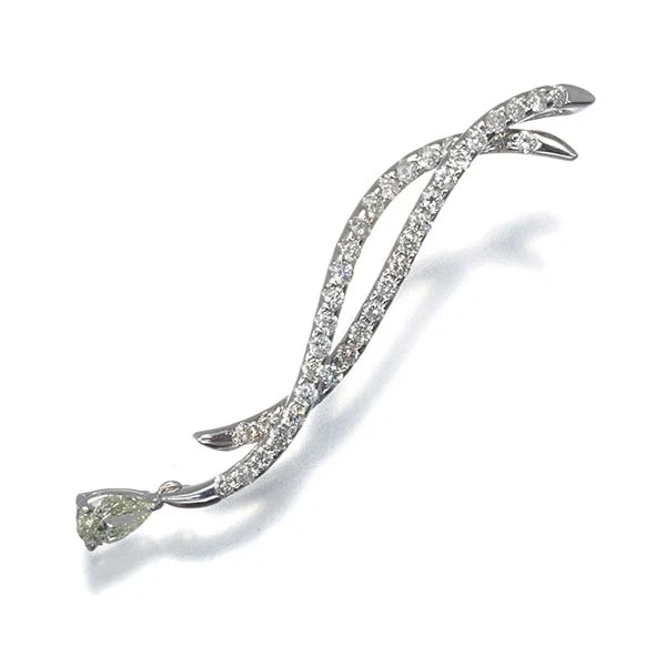 LIGHT YELLOW &CLEAR DIAMOND WAVELINE TEARDROP PENDANT (1 of 2)