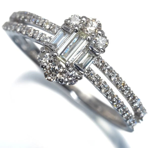 DIAMOND BAGUETTE CUT CLASSIC RING 900 PLATINUM (1 of 3)
