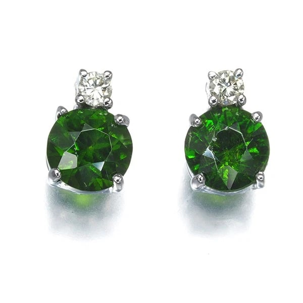DEMANTOID GARNET DIAMOND EARRINGS 18K 750 WHITE GOLD (1 of 3)