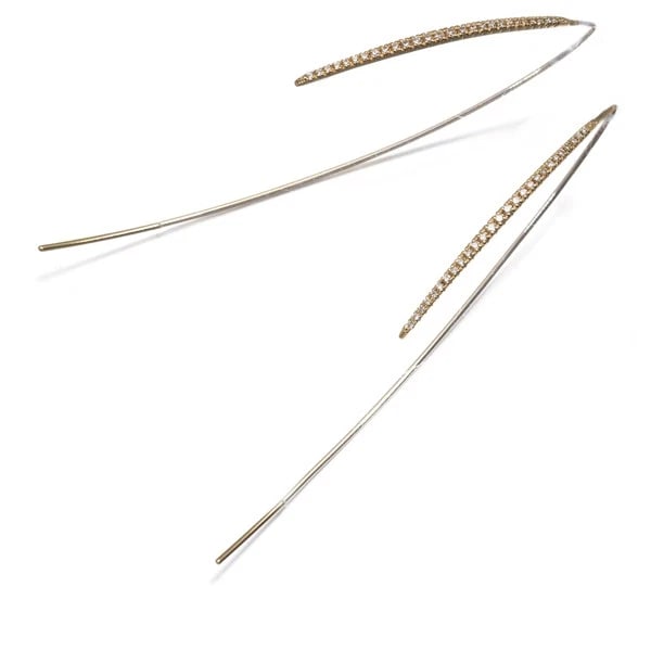 DIAMOND HOOK EARRINGS 18K 750 YELLOW GOLD (1 of 3)