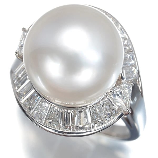 MIKIMOTO RING SOUTH SEA PEARL DIAMOND: Mikimoto Ring South Sea Pearl Diamond Brand: MIKIMOTO Type: Ring Material: 950 / Platinum Color: None Size: US 6.5-6.75 Accessories: None Accessories Notice: When purchasing pre-owned good