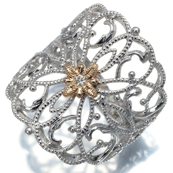 MIZUNO KAOLUCO RING DIAMOND MILGRAIN OPENWORK FLOWER (1 of 2)
