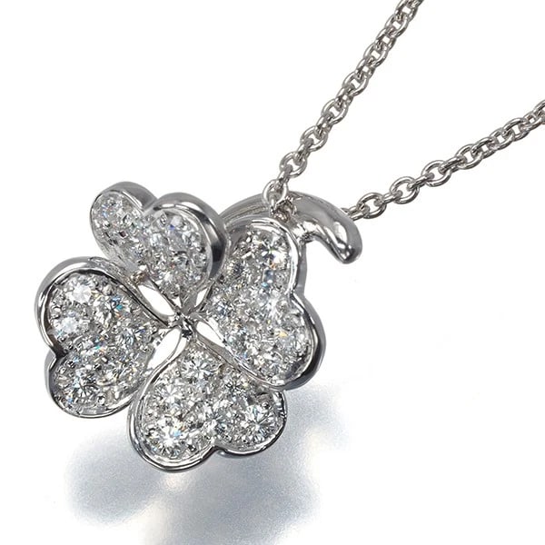 MIKIMOTO NECKLACE DIAMOND CLOVER PAVED: Mikimoto Necklace Diamond Clover Paved Brand: MIKIMOTO Type: Necklace Material: 18K / 750 / White Gold Main Stone/Creation Natural Color: None Size: Necklace length: 39 / 43cm Pendant size: 16.5 x