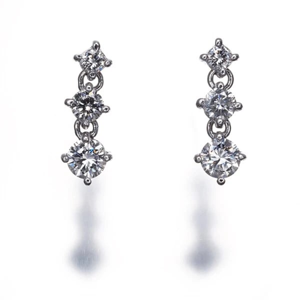 DIAMOND 3P DROP EARRINGS 850 PLATINUM (1 of 2)