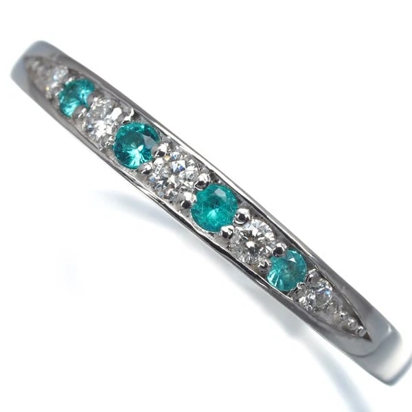 PARAIBA TOURMALINE DIAMOND RING 900 PLATINUM: Paraiba Tourmaline Diamond Ring 900 Platinum Brand: Unbranded Type: Ring Material: 900 / Platinum Main Stone/Creation Natural Color: None Size: US 7.75 Accessories: None Accessories Notice