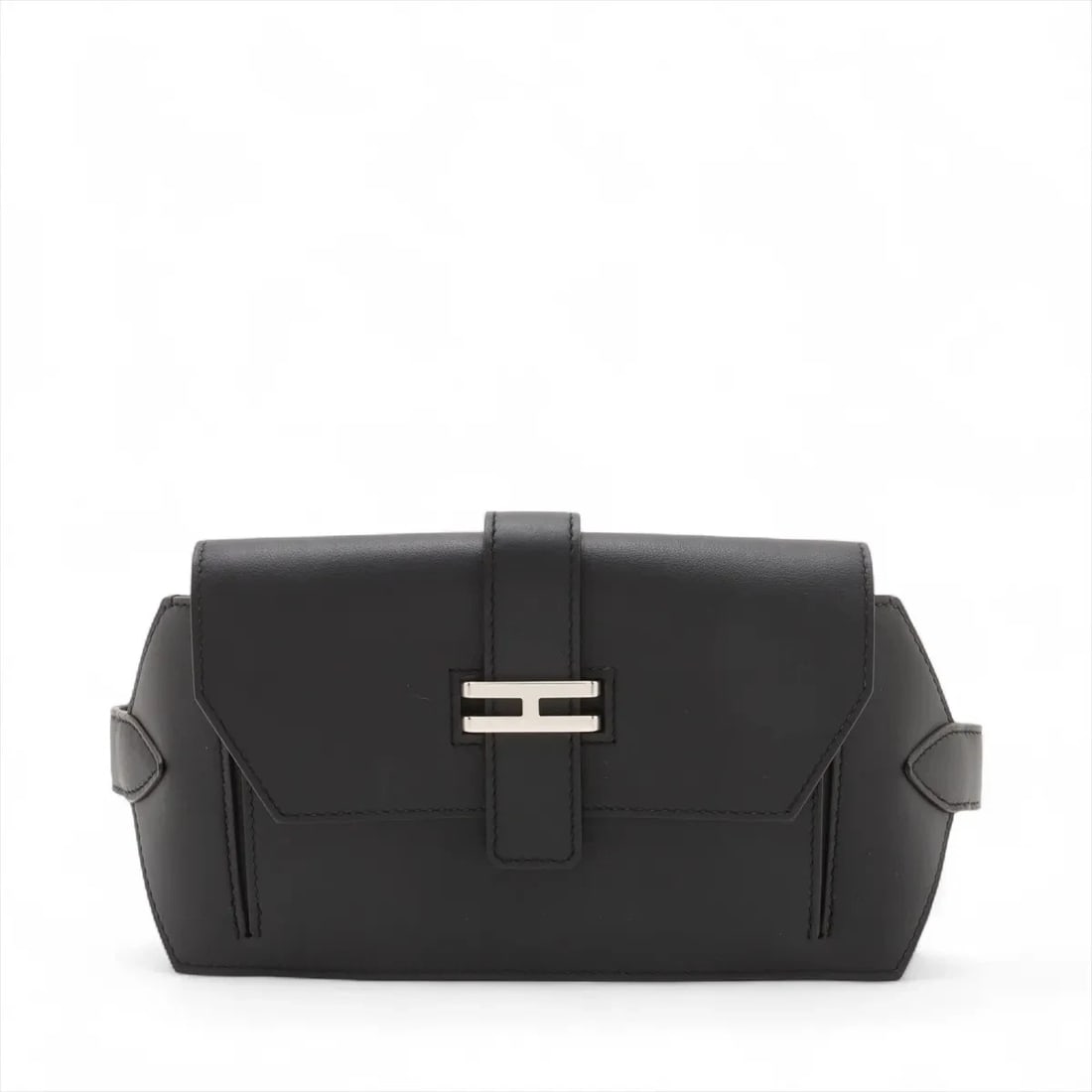 HERMES ELAN POCKET 24 VEAU SWIFT BLACK SILVER: Hermes Elan Pocket 24 Veau Swift Black Silver Brand: Hermes Type: Waist pouch/Body bag Material: Veau Swift Color: Black Size: Height:4.5inchLength:9.4inchDepth:0.6inch Accessories: None A
