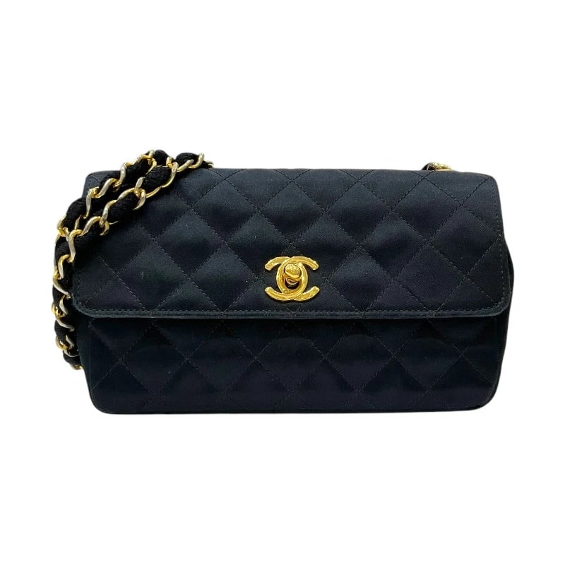 CHANEL MINI MATRASSE CHAINSHOULDER BAG: CHANEL Mini Matrasse ChainShoulder Bag Brand: CHANEL Type: Shoulder Bag Material: Satin Color: Black Gold Hardware Size: W7.1 x H4.1x D2.0inch Shoulder:45.3inch Accessories: None Accessori