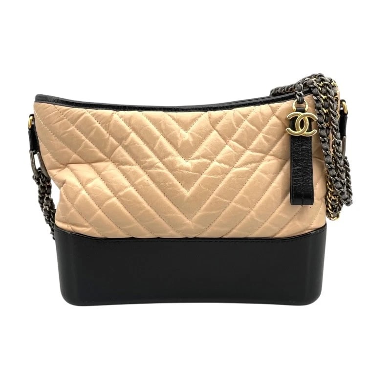CHANEL GABRIELLE DU CHANEL HOBO MEDIUM SHOULDER BAG: CHANEL Gabrielle du Chanel Hobo Medium Shoulder Bag Brand: CHANEL Type: Shoulder Bag Material: Calf leather Color: Pink x Black Size: W11.0 x H8.7x D3.3inch Accessories: None Accessories N