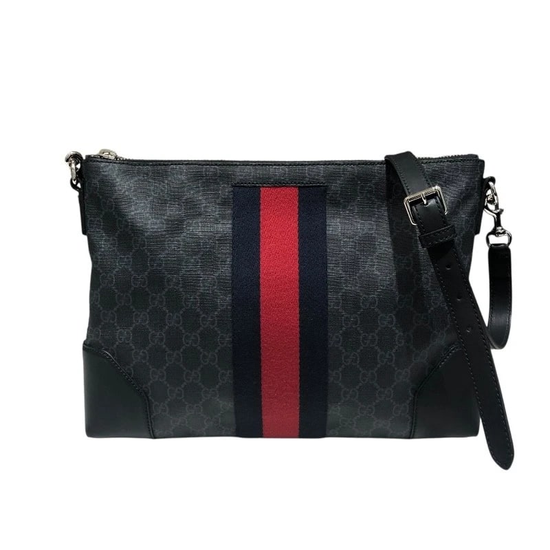 GUCCI GG SUPREME SHOULDER BAG: GUCCI GG Supreme Shoulder Bag Brand: GUCCI Type: Shoulder Bag Material: PVC Color: black Size: W13.8 x H9.4x D0.8inch Accessories: None Accessories Notice: When purchasing pre-owned goods,